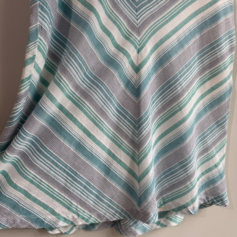 Aventura Chevron Cotton Skirt Sz 8 Blue Knee Length A-Line Organic Coastal Beach